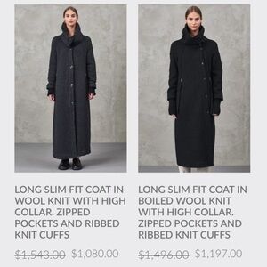 Transit Par-such Women’s Long Coat Slim Fit Wool Knit Size 4 dark Grey color